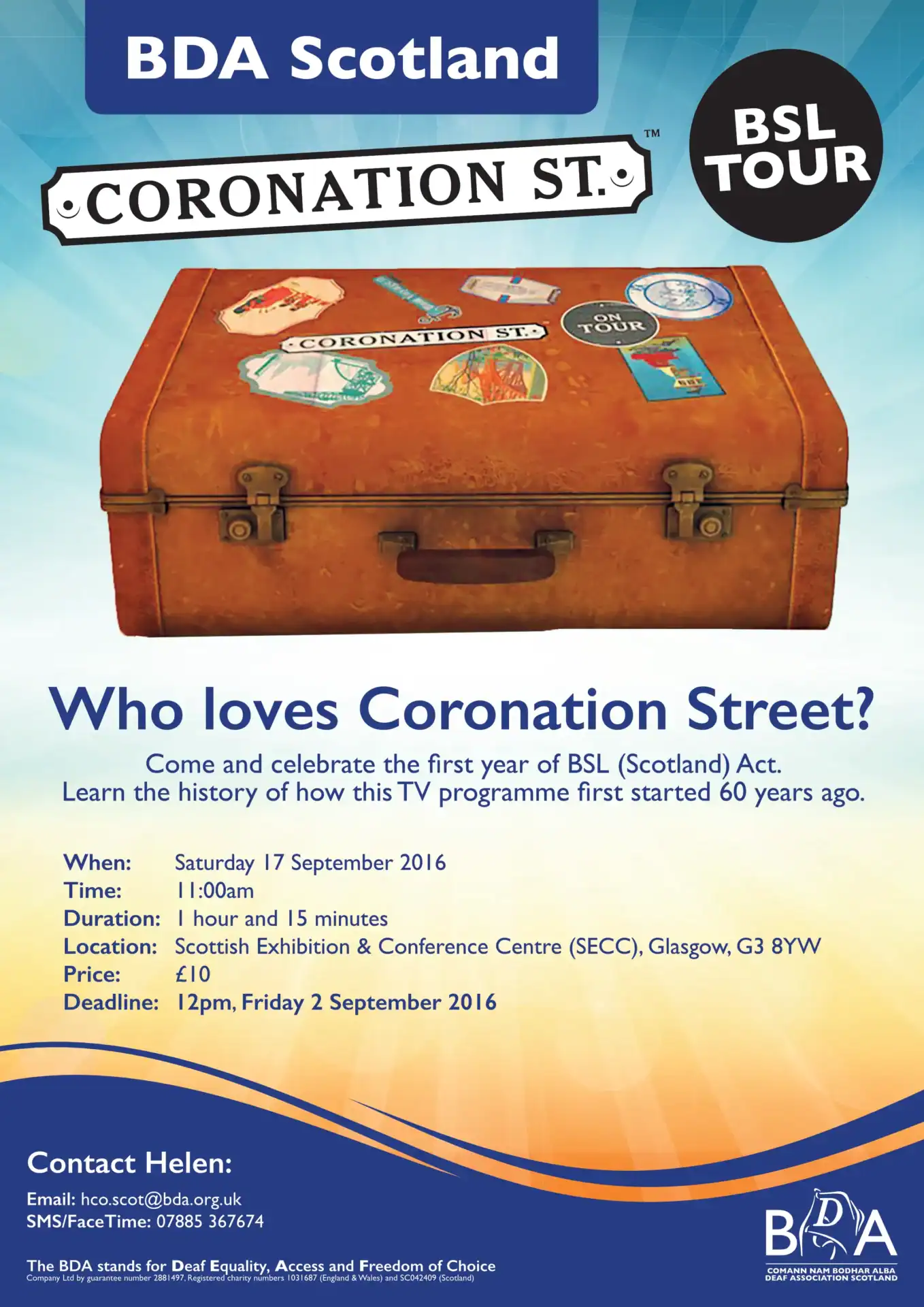 Celebration of Coronation Street's 60th anniversary with BSL Scotland Act 2015.